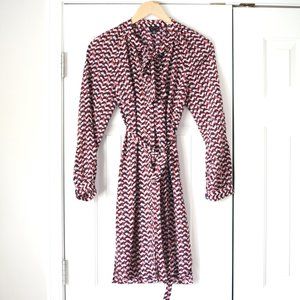 #027 Ann Taylor long sleeve tie waist and neck dress